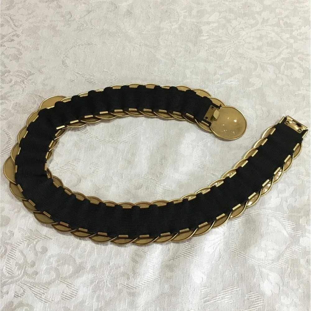 Vintage Gold Belt Stretch Scale Belt Hook Clasp Egyptian Revival Metal